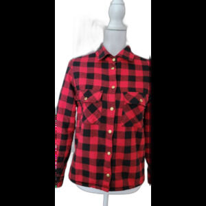 Sherpa Lined Red Buffalo Plaid Flannel Shirt Sz S